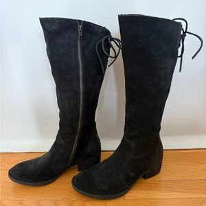 Black Suede Knee-High Women's Riding Boots
